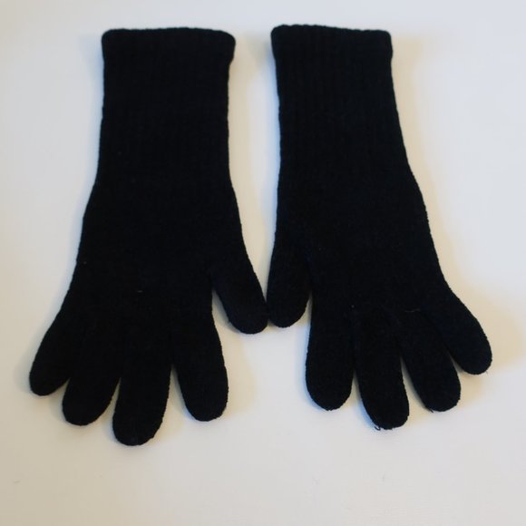 Womens Shag Boutique Black Chenille Wrist Length Gloves Sz S* - Picture 2 of 4